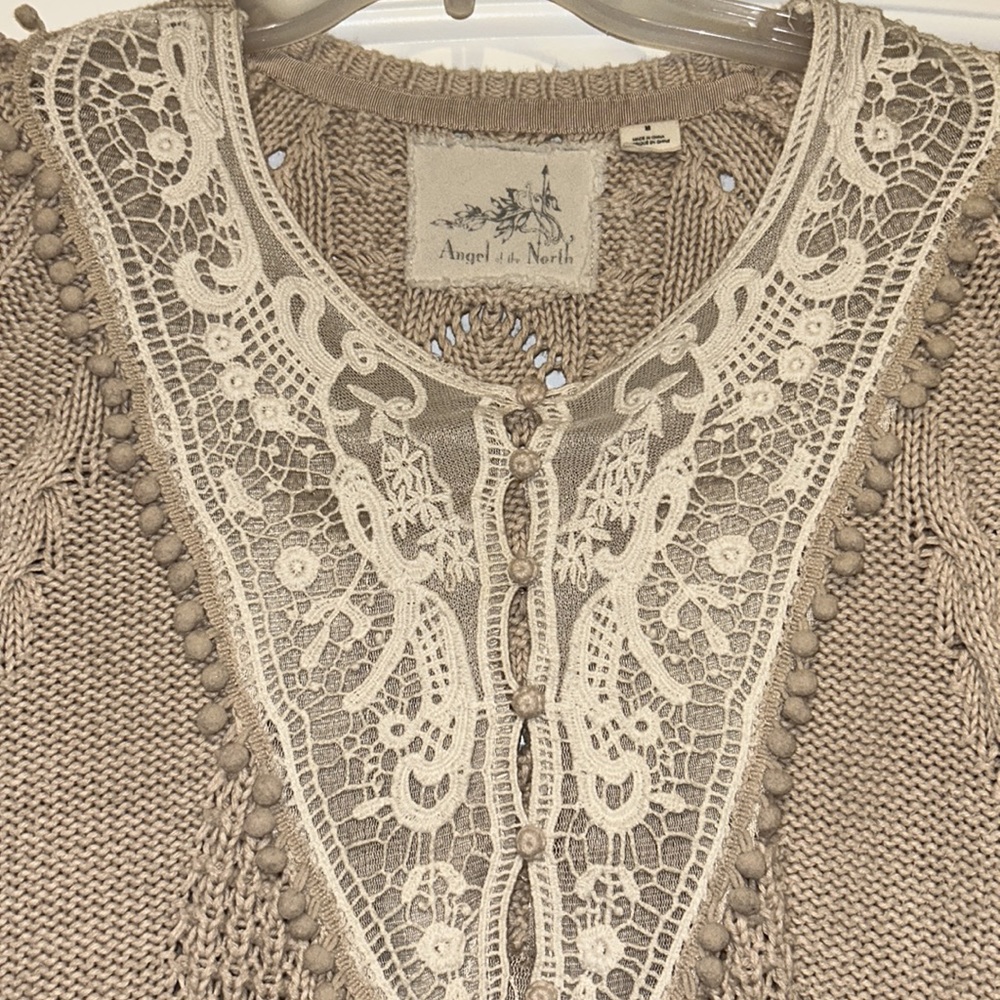Anthropologie Angel Of The North Womens Adelaide Tan Cream Pullover Sweater S - Picture 2 of 4